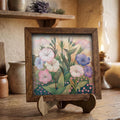 Whimsical Morning Glory Framed Art | Pastel Flower Wall Decor | Floral Easel Sign | Botanical Home Decor Gift - TheGrumpyRooster