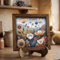 Whimsical Folk Art Wildflower Framed Art | Meadow Wall Decor | Floral Easel Sign | Botanical Home Decor Gift - TheGrumpyRooster