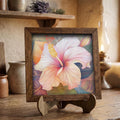 Whimsical Hibiscus Framed Art | Tropical Flower Wall Decor | Pink Floral Easel Sign | Botanical Home Decor Gift - TheGrumpyRooster
