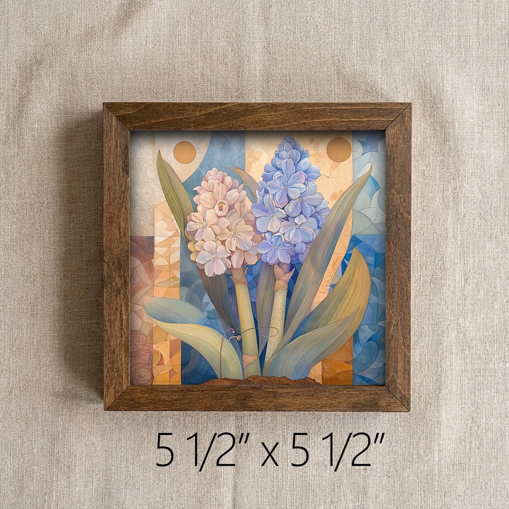 Whimsical Hyacinth Framed Art | Spring Flower Wall Decor | Blue Floral Easel Sign | Botanical Home Decor Gift - TheGrumpyRooster