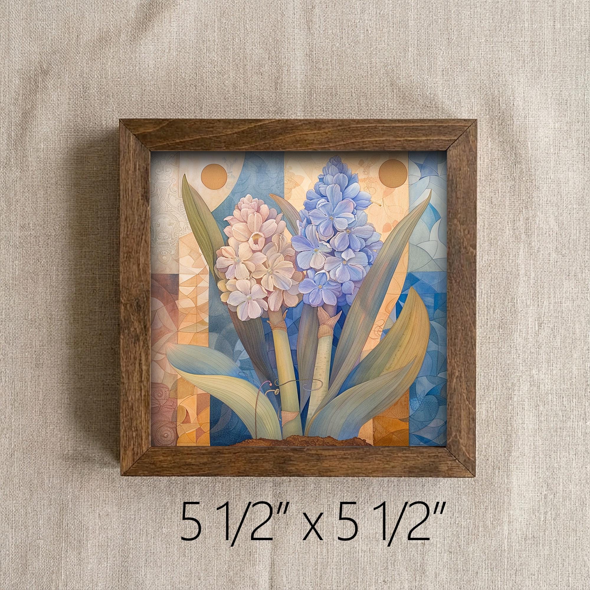 Whimsical Hyacinth Framed Art | Spring Flower Wall Decor | Blue Floral Easel Sign | Botanical Home Decor Gift - TheGrumpyRooster