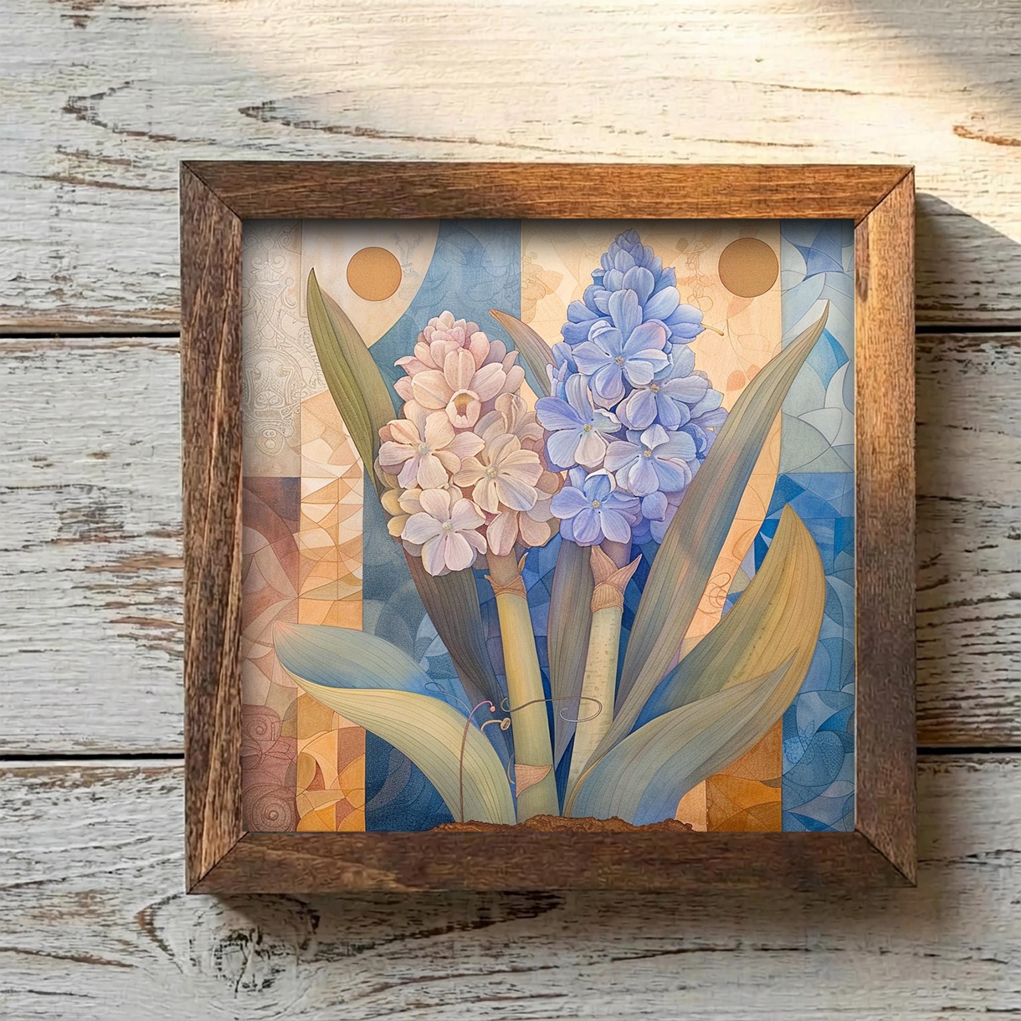 Whimsical Hyacinth Framed Art | Spring Flower Wall Decor | Blue Floral Easel Sign | Botanical Home Decor Gift - TheGrumpyRooster