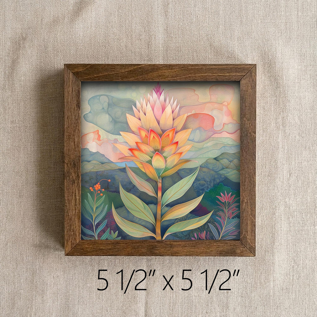 Whimsical Protea Framed Art | Botanical Landscape Wall Decor | Floral Easel Sign | Nature Inspired Home Decor Gift - TheGrumpyRooster