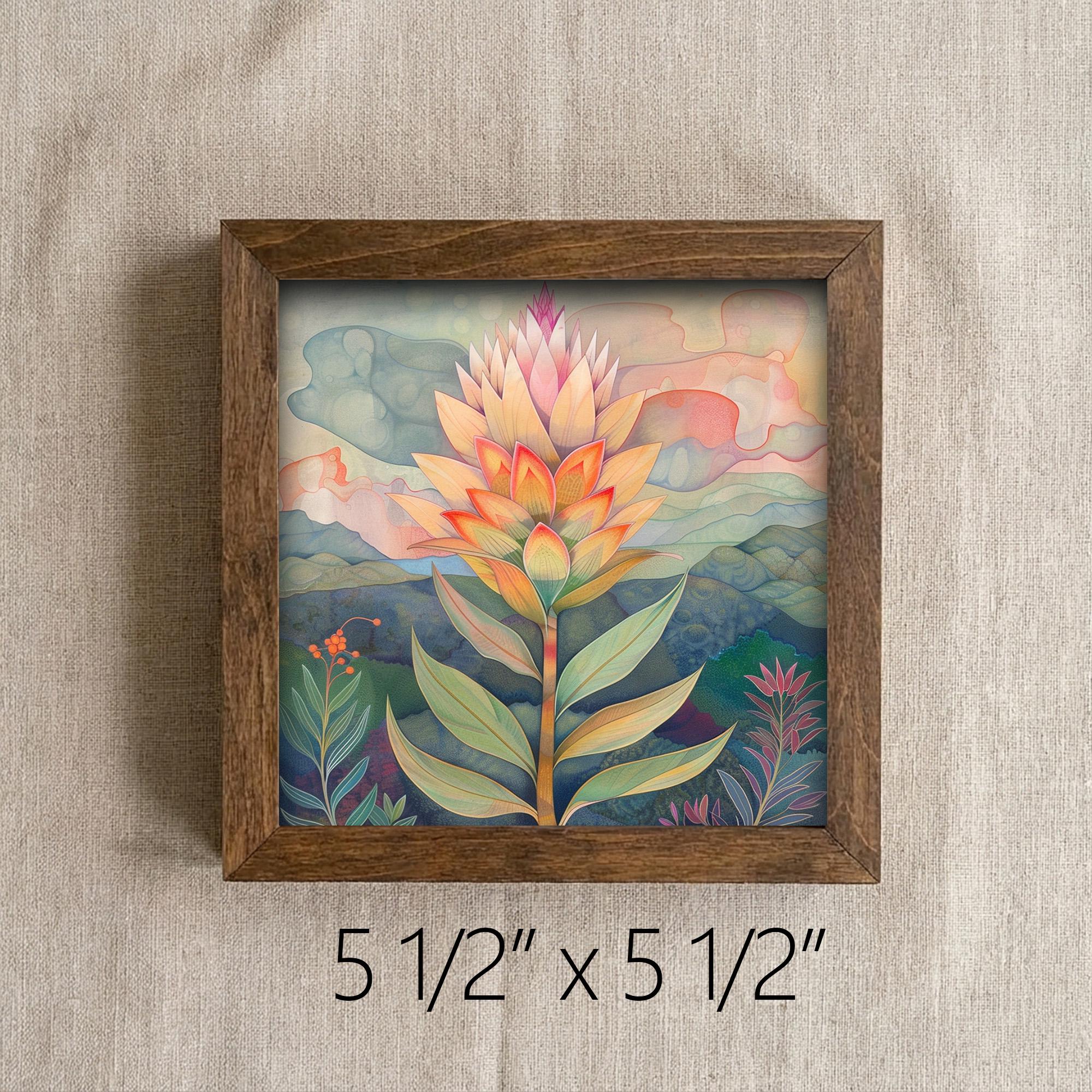 Whimsical Protea Framed Art | Botanical Landscape Wall Decor | Floral Easel Sign | Nature Inspired Home Decor Gift - TheGrumpyRooster