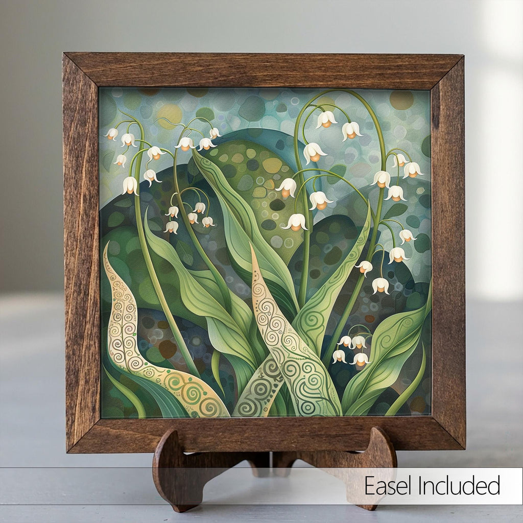 Whimsical Lily of the Valley Framed Art | Woodland Flower Wall Decor | Floral Easel Sign | Botanical Home Decor - TheGrumpyRooster