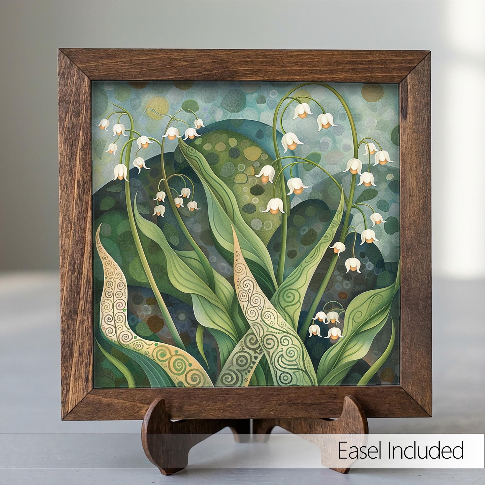 Whimsical Lily of the Valley Framed Art | Woodland Flower Wall Decor | Floral Easel Sign | Botanical Home Decor - TheGrumpyRooster