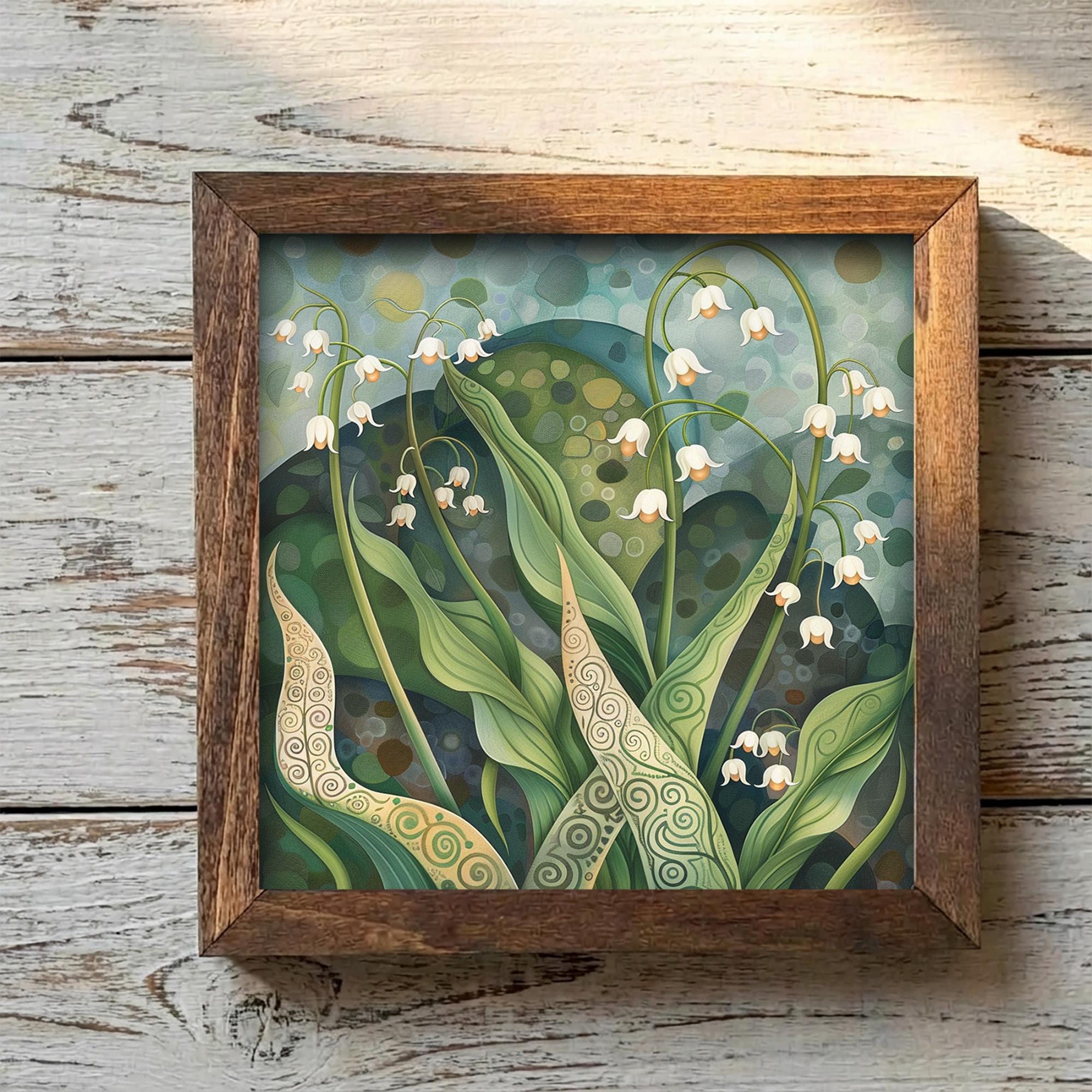 Whimsical Lily of the Valley Framed Art | Woodland Flower Wall Decor | Floral Easel Sign | Botanical Home Decor - TheGrumpyRooster