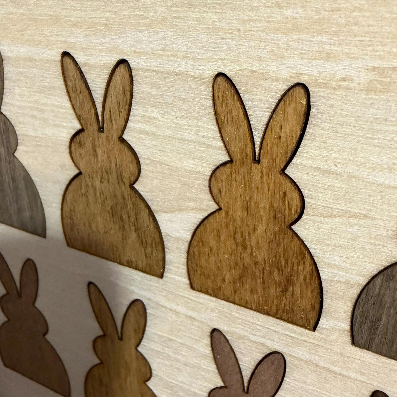 Rustic Farmhouse Bunny Grid Wall Art | Layered Wood Cottage Decor | Neutral Home Decor Gift - TheGrumpyRooster
