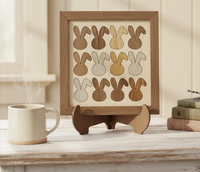 Farmhouse Bunny Grid Wall Art Collection | Set of 4 Layered Wood Panels | Cottage Home Decor Bundle Gift - TheGrumpyRooster