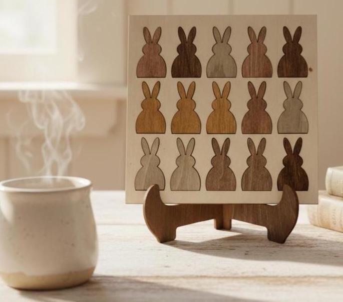 Farmhouse Bunny Grid Wall Art Collection | Set of 4 Layered Wood Panels | Cottage Home Decor Bundle Gift - TheGrumpyRooster