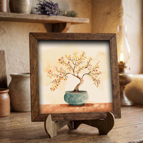 Autumn Bonsai Watercolor Print | Zen Wall Art | Japanese Nature Painting | Boho Home Decor | Minimalist Gift for Her - TheGrumpyRooster