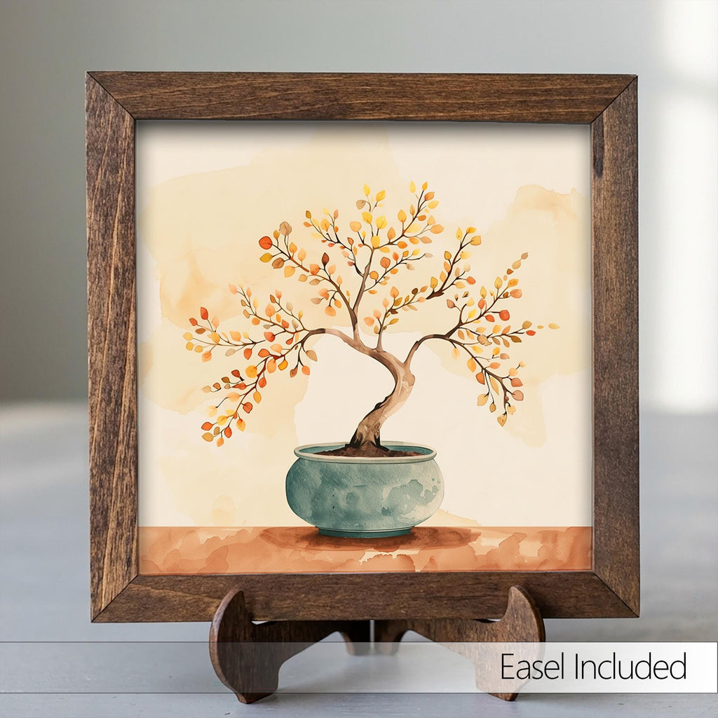 Autumn Bonsai Watercolor Print | Zen Wall Art | Japanese Nature Painting | Boho Home Decor | Minimalist Gift for Her - TheGrumpyRooster