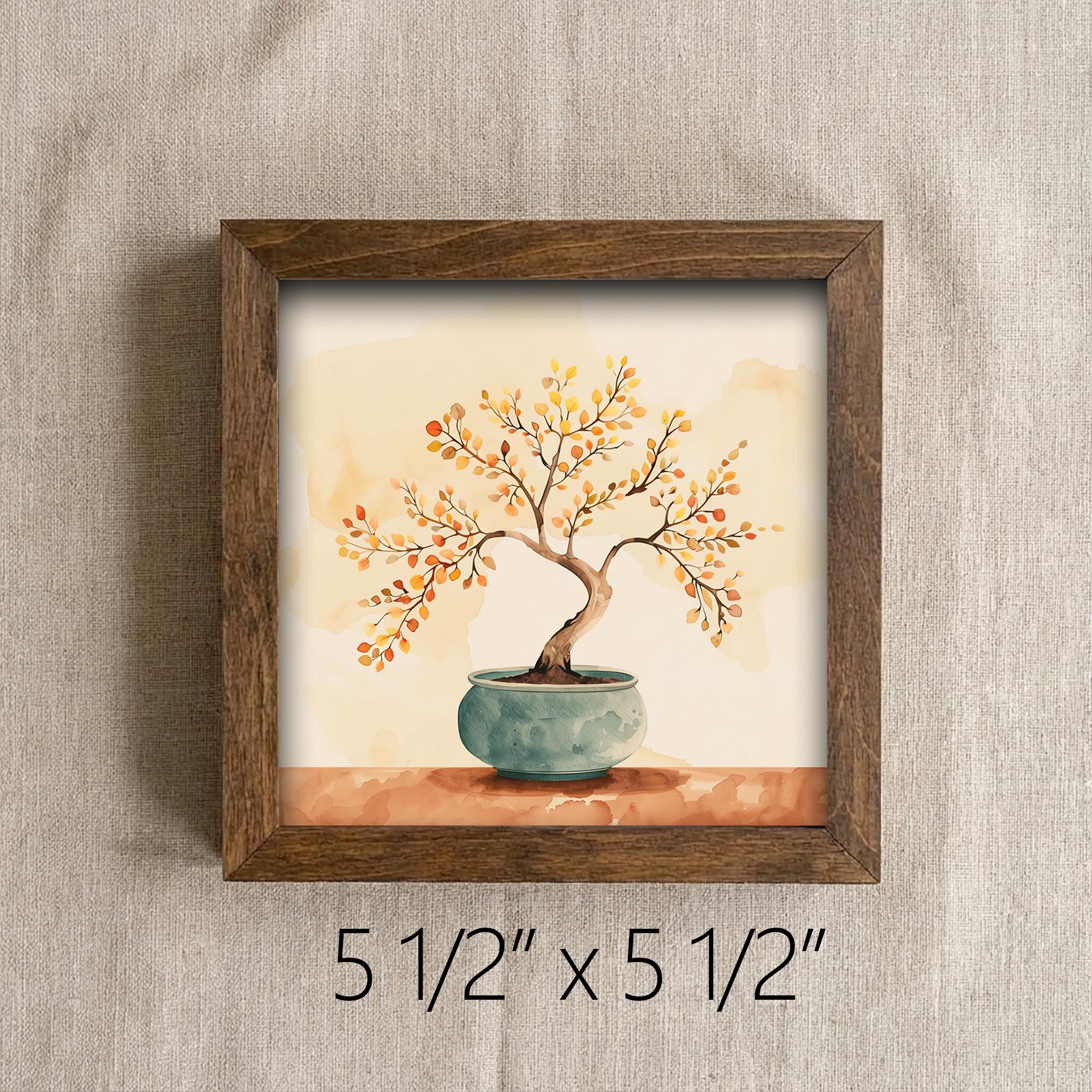 Autumn Bonsai Watercolor Print | Zen Wall Art | Japanese Nature Painting | Boho Home Decor | Minimalist Gift for Her - TheGrumpyRooster