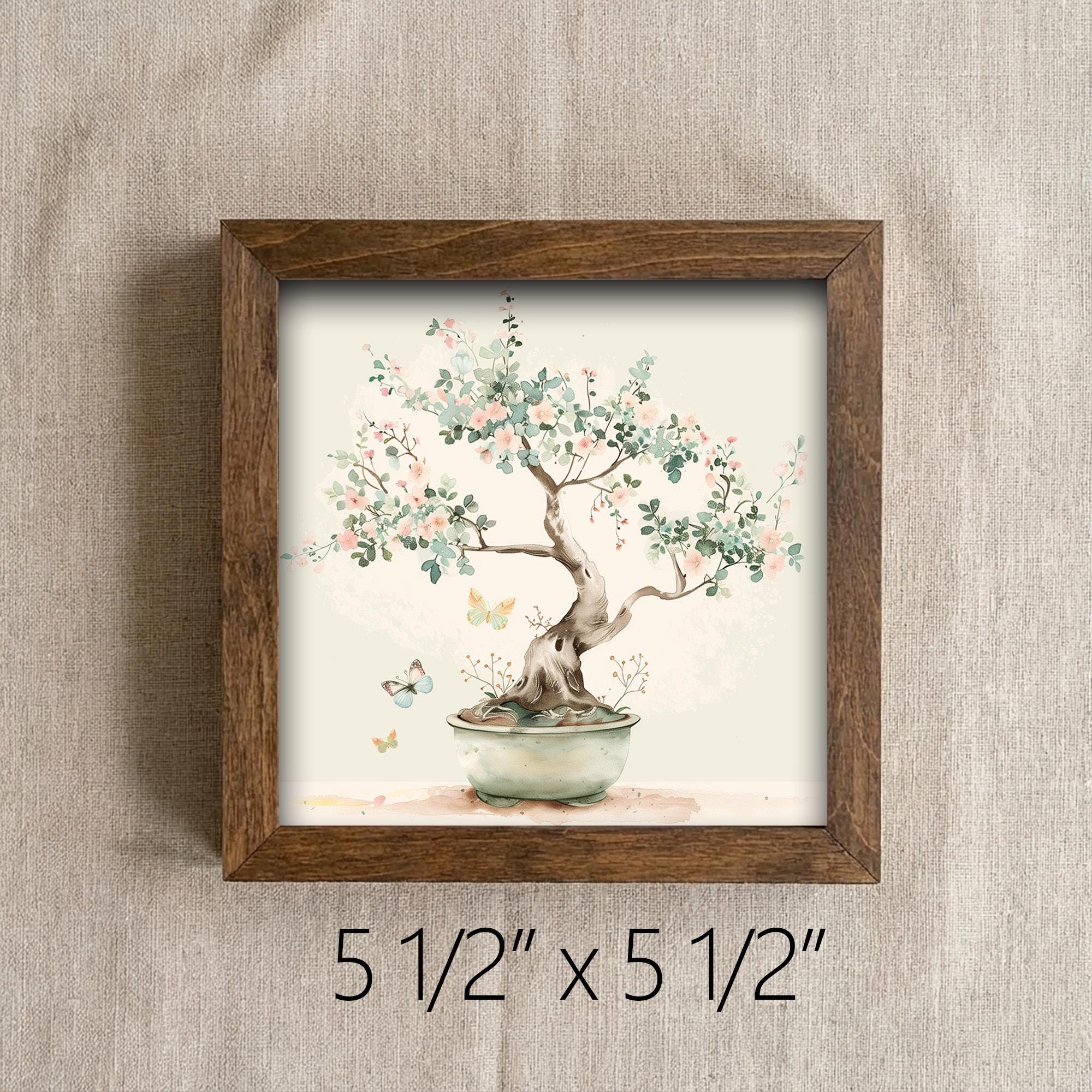 Bonsai Tree Print | Zen Wall Art | Watercolor Cherry Blossom Decor | Boho Botanical Gift | Minimalist Nature Art for Peaceful Home - TheGrumpyRooster