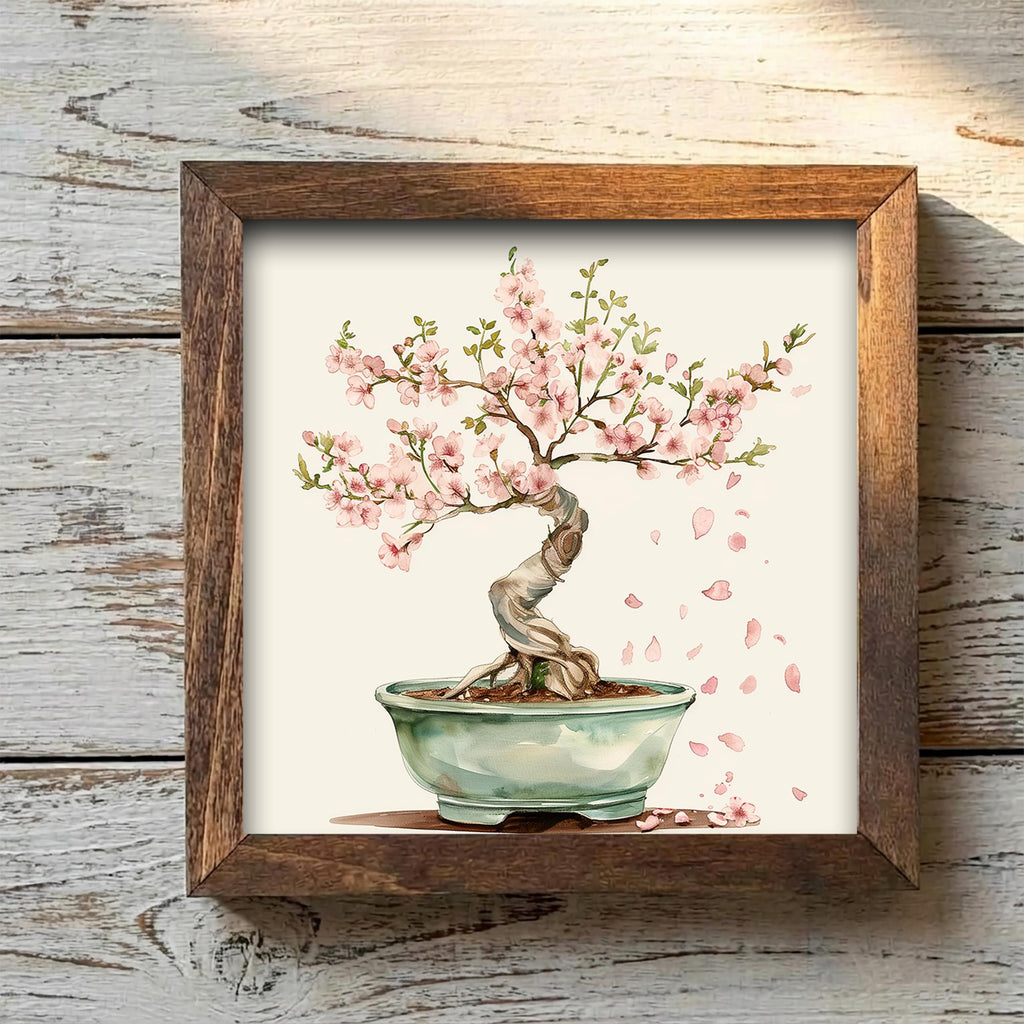 Serene Cherry Blossom Bonsai Print | Japanese Zen Wall Art | Boho Floral Decor Gift | Minimalist Watercolor Home Decor - TheGrumpyRooster