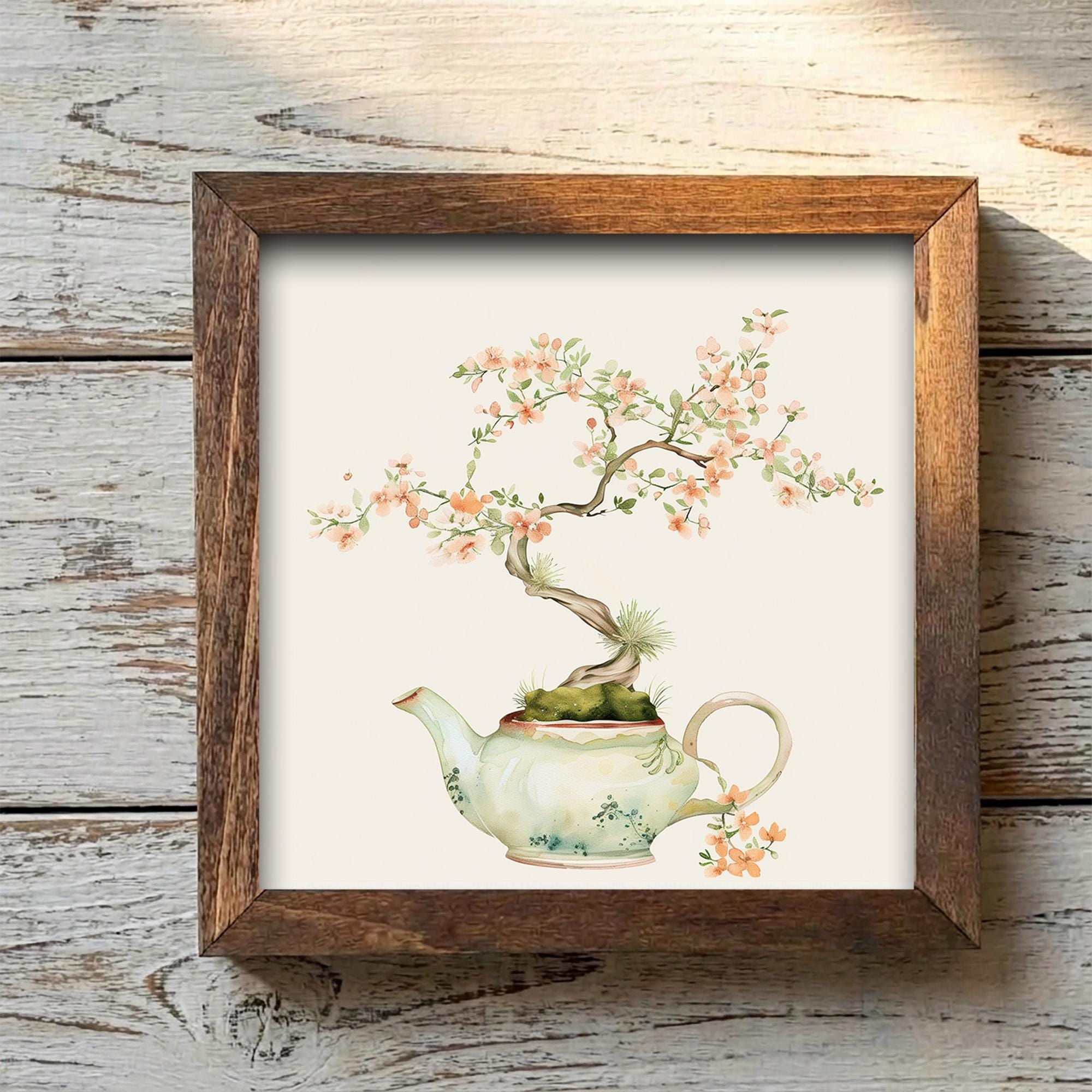 Sakura Bonsai Cherry Blossom Wall Art Print | Zen Botanical Watercolor | Japanese Japandi Home Decor | Nature Lover Gift - TheGrumpyRooster