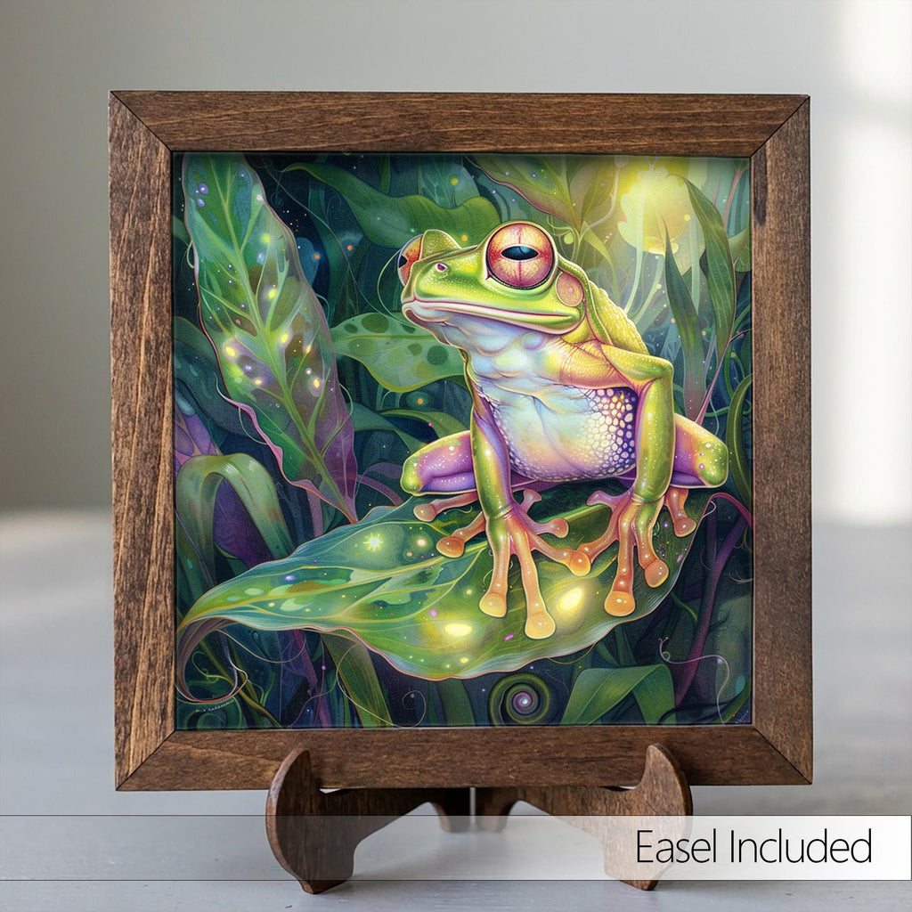 Enchanted Tree Frog Art Print | Magical Jungle Wall Decor | Cottagecore Frog Gift | Boho Nature Print | Frog Lover Framed Art - TheGrumpyRooster