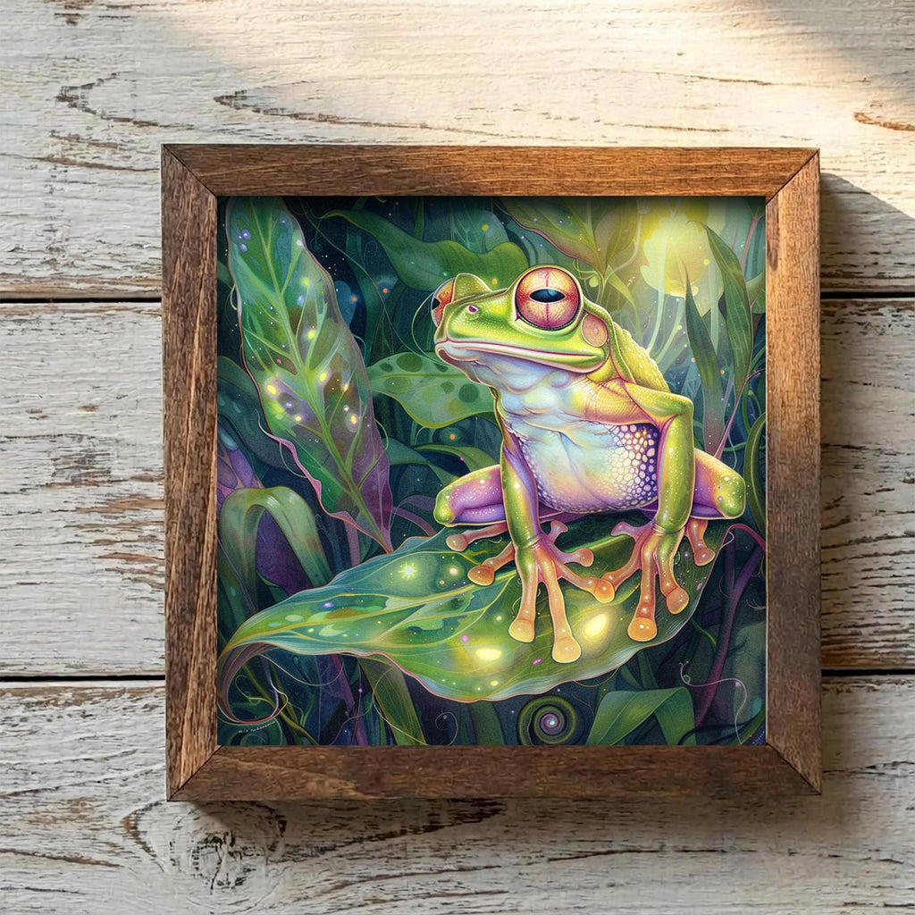 Enchanted Tree Frog Art Print | Magical Jungle Wall Decor | Cottagecore Frog Gift | Boho Nature Print | Frog Lover Framed Art - TheGrumpyRooster