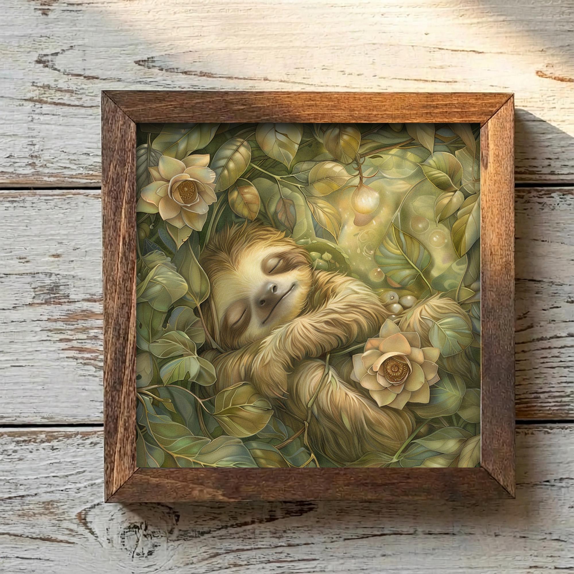 Sleeping Baby Sloth Print | Cute Nursery Wall Art | Boho Jungle Decor | New Baby Gift | Whimsical Animal Lover Poster - TheGrumpyRooster
