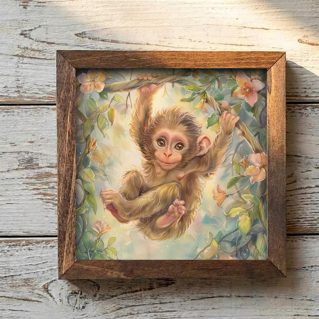 Boho Baby Monkey Print | Jungle Nursery Wall Art | Watercolor Animal Decor | Toddler Room Gift Idea - TheGrumpyRooster