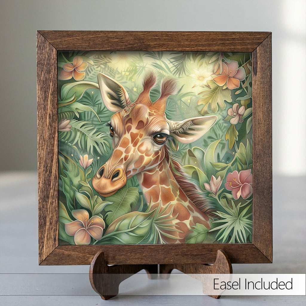 Boho Jungle Giraffe Nursery Wall Art | Baby Animal Print | Safari Kids Room Decor Gift | Cute Whimsical Poster - TheGrumpyRooster
