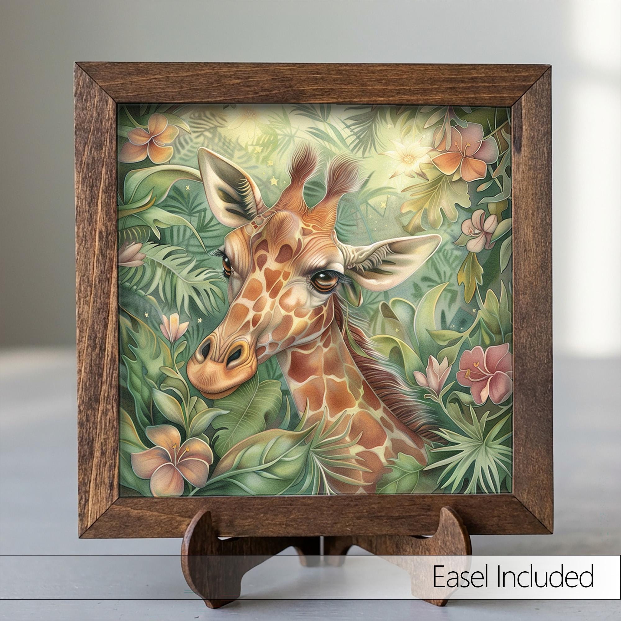 Boho Jungle Giraffe Nursery Wall Art | Baby Animal Print | Safari Kids Room Decor Gift | Cute Whimsical Poster - TheGrumpyRooster