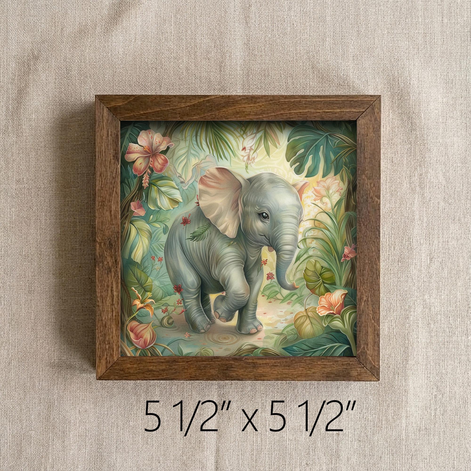Boho Baby Elephant Print | Jungle Nursery Wall Art | Whimsical Kids Room Decor Gift | Tropical Animal Poster | Cute Toddler Room Art - TheGrumpyRooster