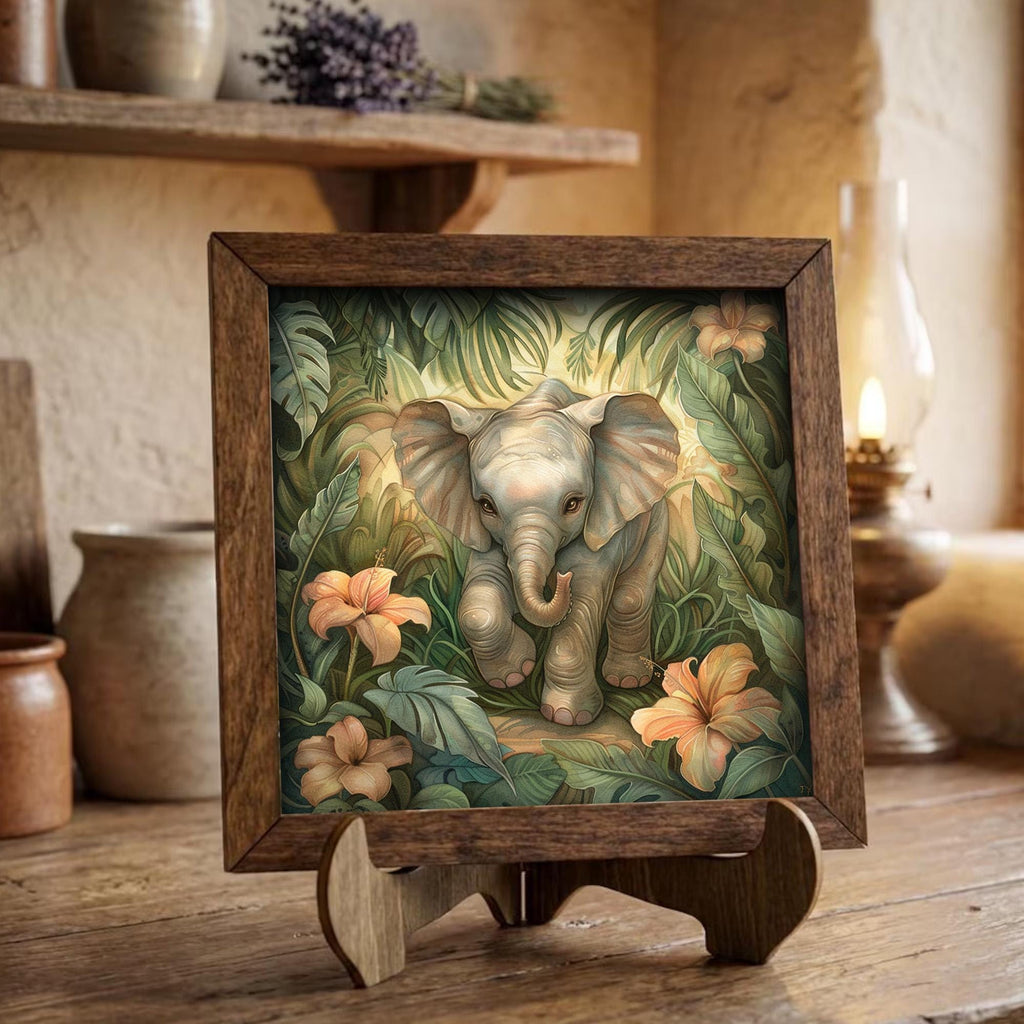 Boho Baby Elephant Nursery Print | Whimsical Jungle Wall Art | Safari Kids Room Decor | Cute Animal Gift | Tropical Nature Poster - TheGrumpyRooster