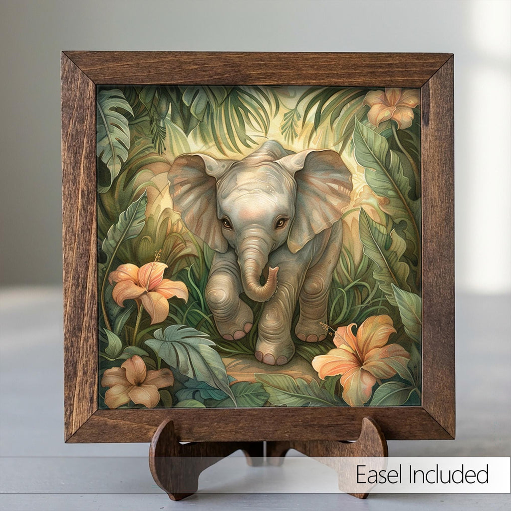 Boho Baby Elephant Nursery Print | Whimsical Jungle Wall Art | Safari Kids Room Decor | Cute Animal Gift | Tropical Nature Poster - TheGrumpyRooster