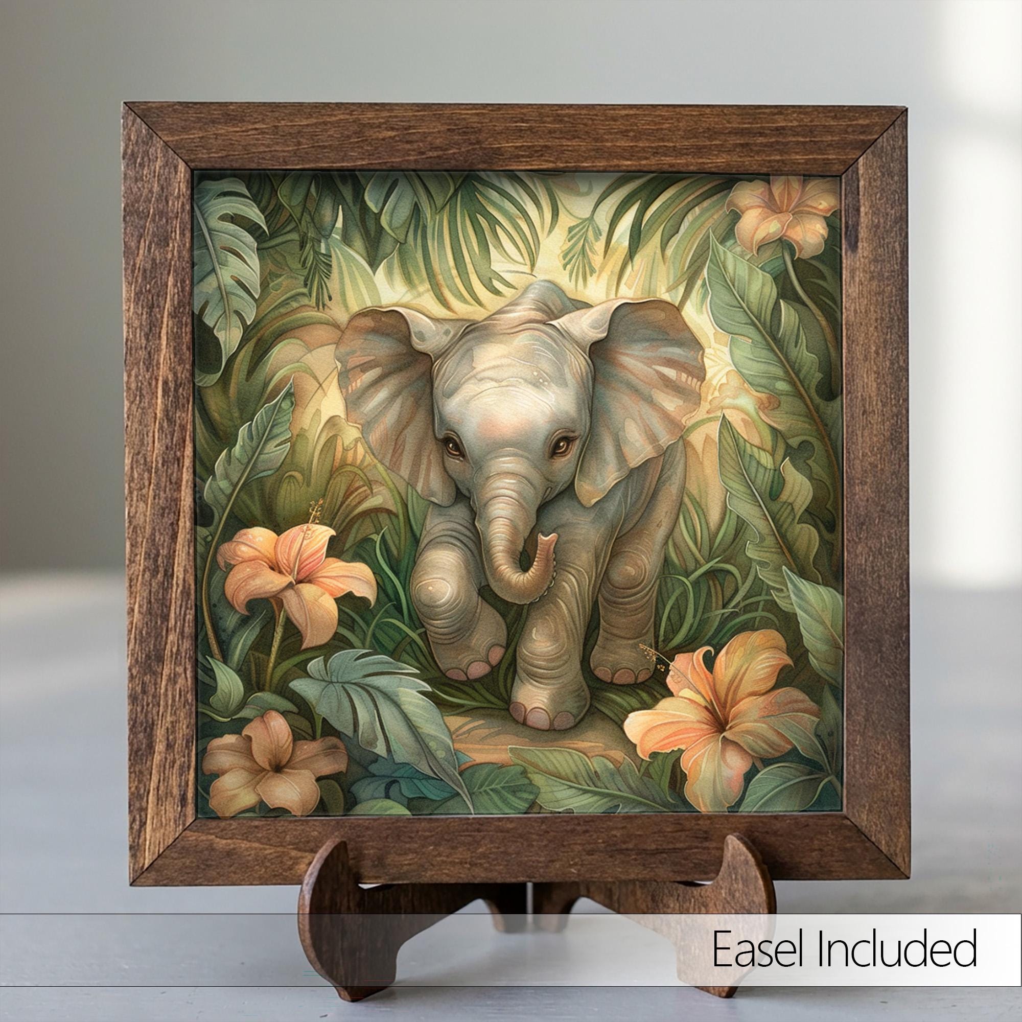 Boho Baby Elephant Nursery Print | Whimsical Jungle Wall Art | Safari Kids Room Decor | Cute Animal Gift | Tropical Nature Poster - TheGrumpyRooster