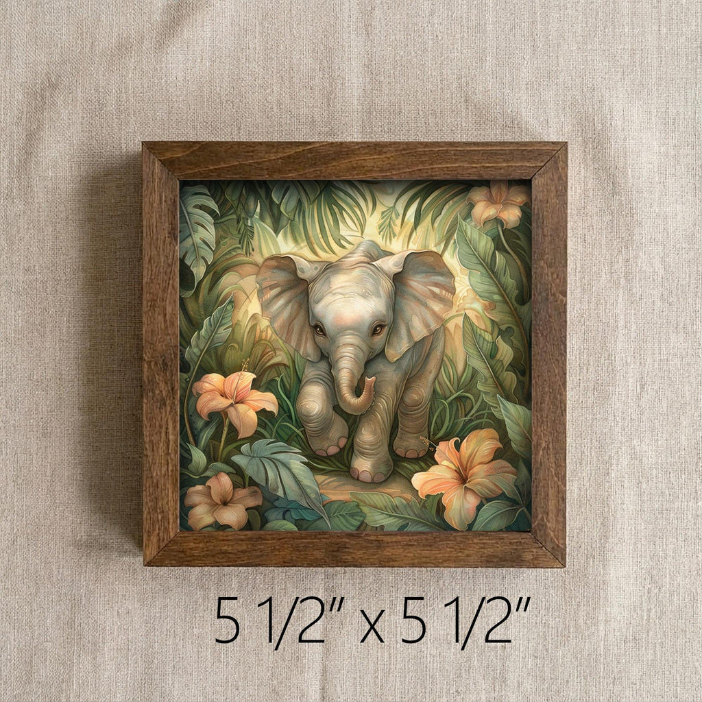 Boho Baby Elephant Nursery Print | Whimsical Jungle Wall Art | Safari Kids Room Decor | Cute Animal Gift | Tropical Nature Poster - TheGrumpyRooster