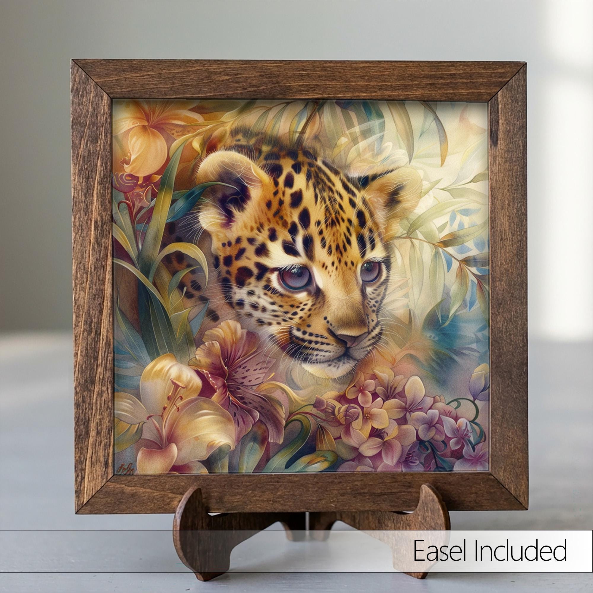Whimsical Baby Leopard Nursery Wall Art | Jungle Floral Print | Boho Wildlife Decor | Tropical Animal Lover Gift for New Mom - TheGrumpyRooster