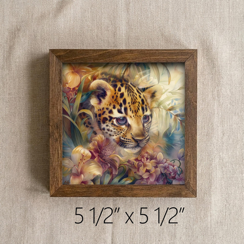 Whimsical Baby Leopard Nursery Wall Art | Jungle Floral Print | Boho Wildlife Decor | Tropical Animal Lover Gift for New Mom - TheGrumpyRooster