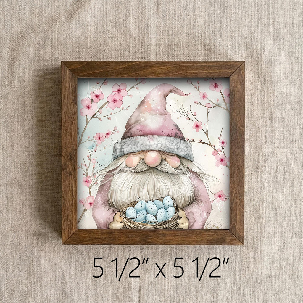 Spring Gnome Framed Sign | Cherry Blossom Tiered Tray Decor | Cute Farmhouse Easter Home Decor | Whimsical Gift Idea - TheGrumpyRooster