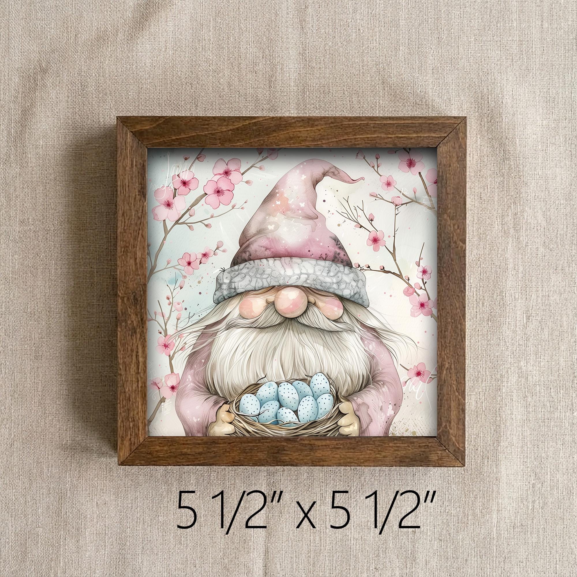 Spring Gnome Framed Sign | Cherry Blossom Tiered Tray Decor | Cute Farmhouse Easter Home Decor | Whimsical Gift Idea - TheGrumpyRooster
