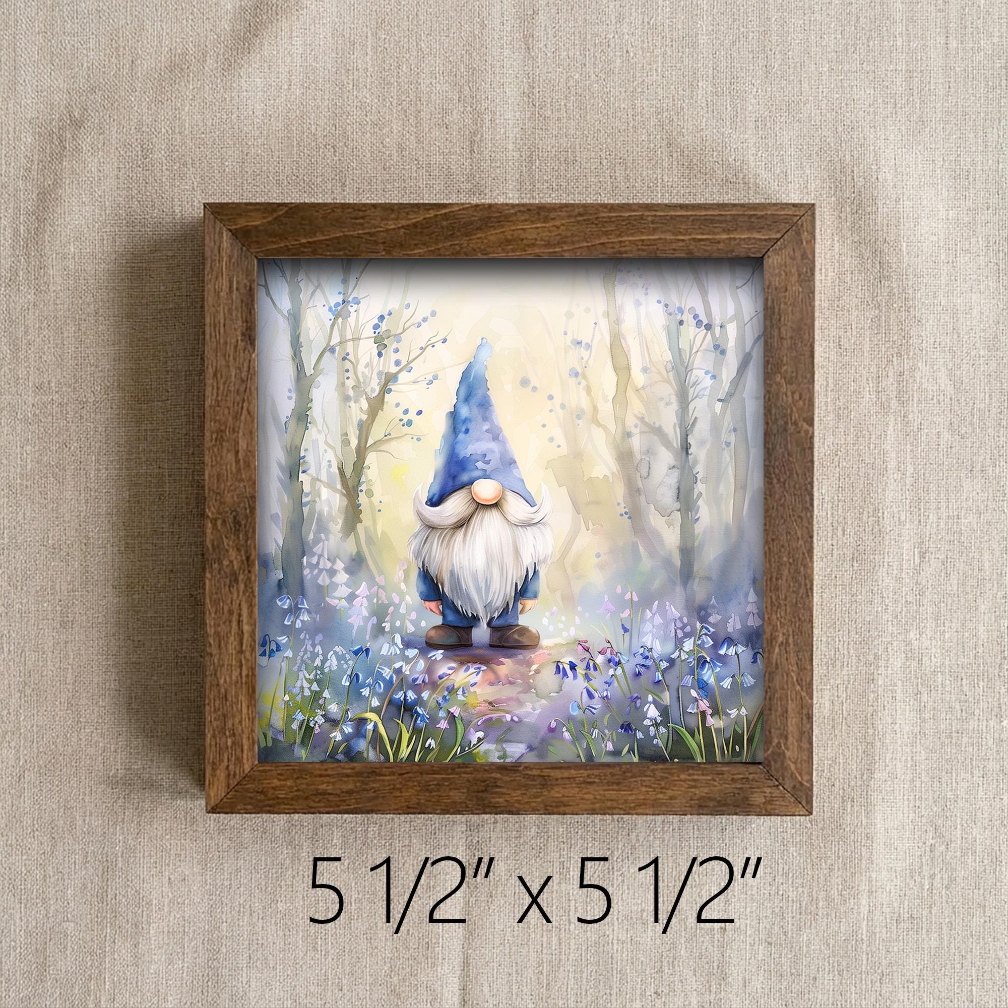 Whimsical Spring Gnome Watercolor Wall Art | Cottagecore Bluebell Forest Framed Print | Enchanting Fairy Garden Decor | Perfect Gnome Gift - TheGrumpyRooster