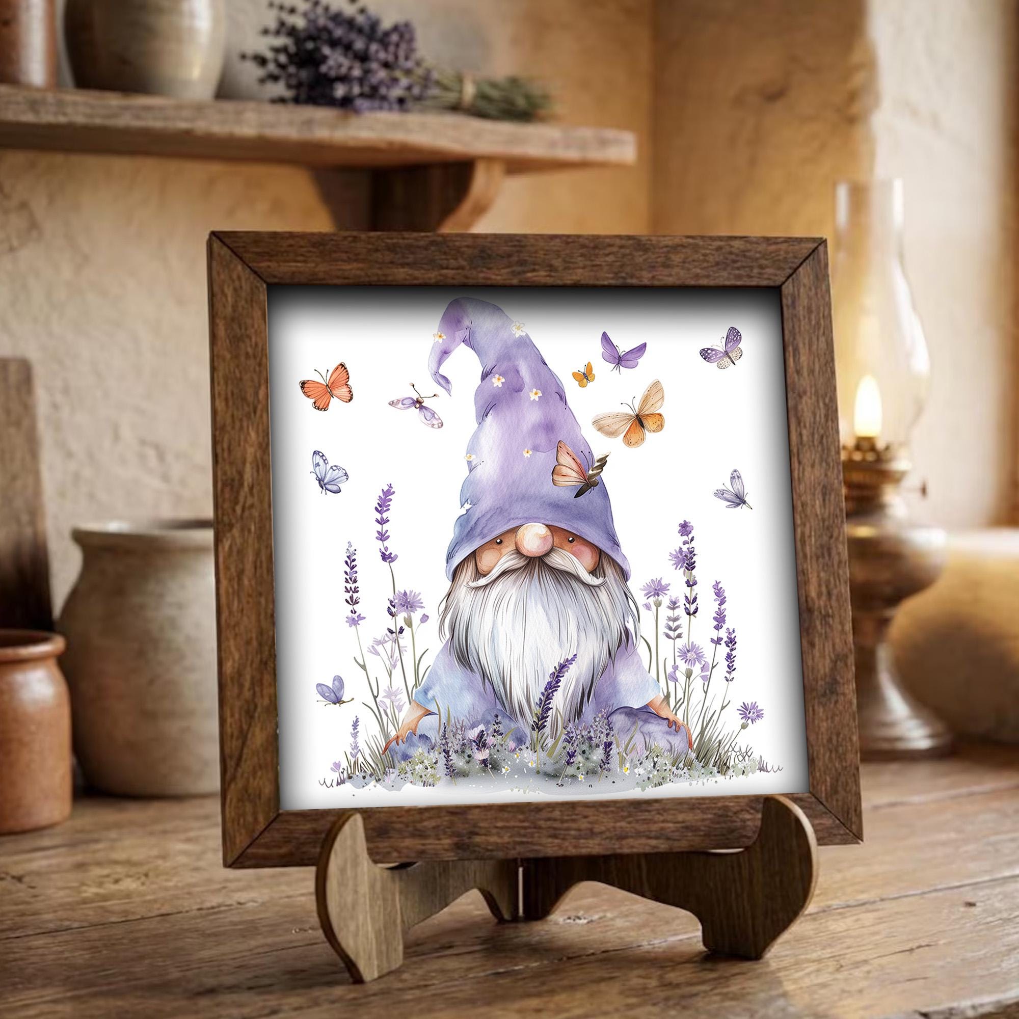 Spring Gnome Framed Sign | Cottagecore Farmhouse Decor | Tiered Tray Gift | Gnome Lover Gift | Whimsical Home Decor - TheGrumpyRooster