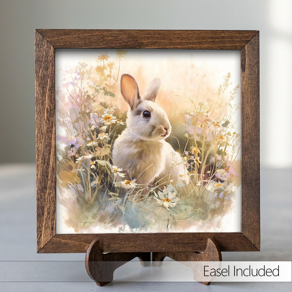 Farmhouse Bunny Watercolor Print | Rustic Spring Wildflower Rabbit Art - TheGrumpyRooster