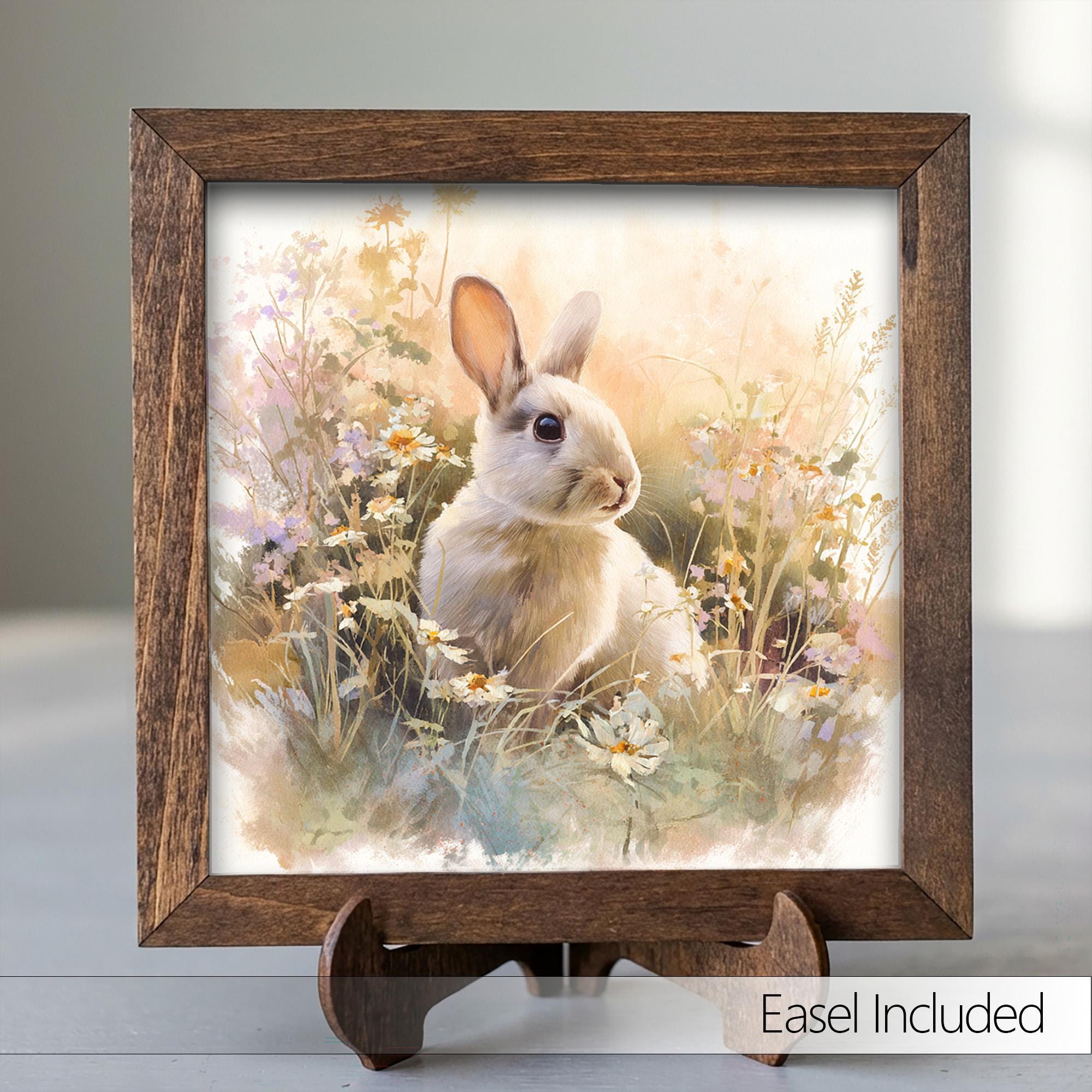 Farmhouse Bunny Watercolor Print | Rustic Spring Wildflower Rabbit Art - TheGrumpyRooster