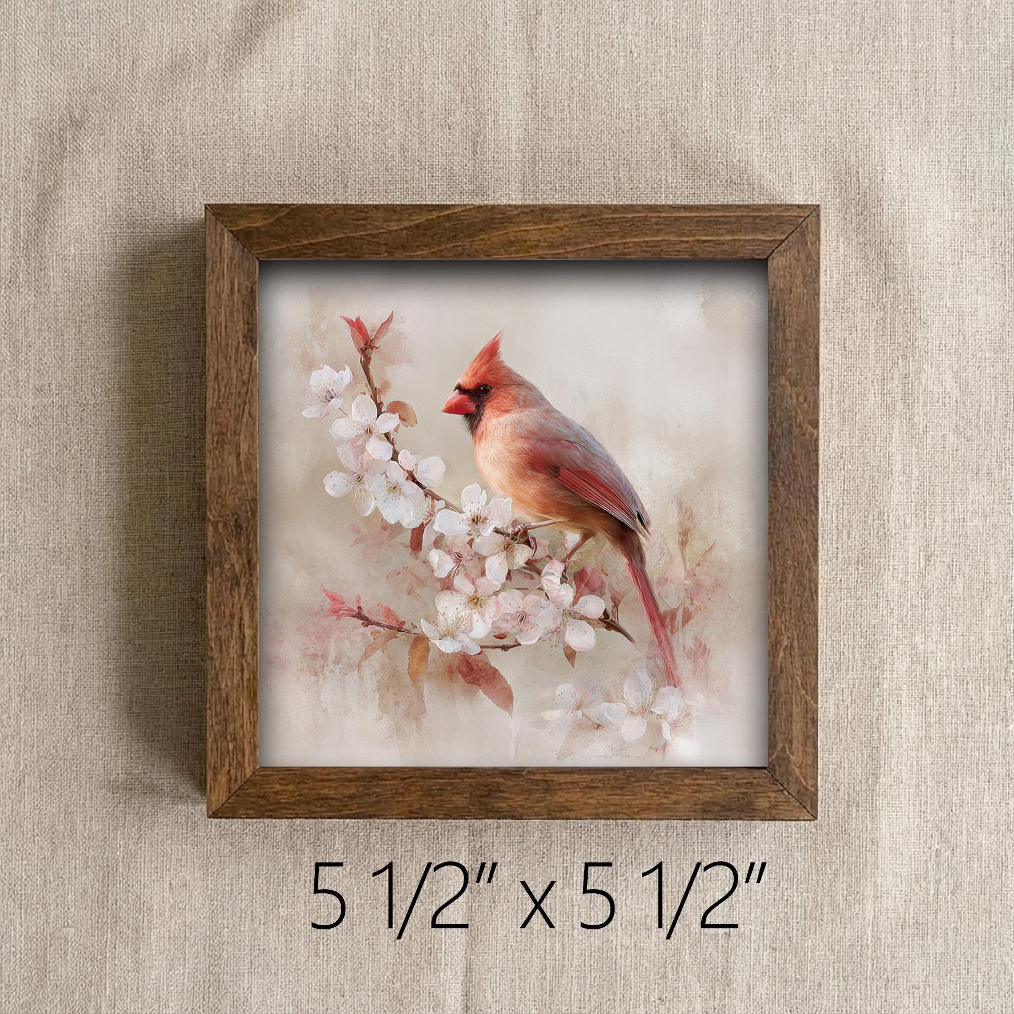 Framed Cardinal Wall Art Print | Cherry Blossom Spring Decor, Rustic Farmhouse Bird Lover Gift - TheGrumpyRooster