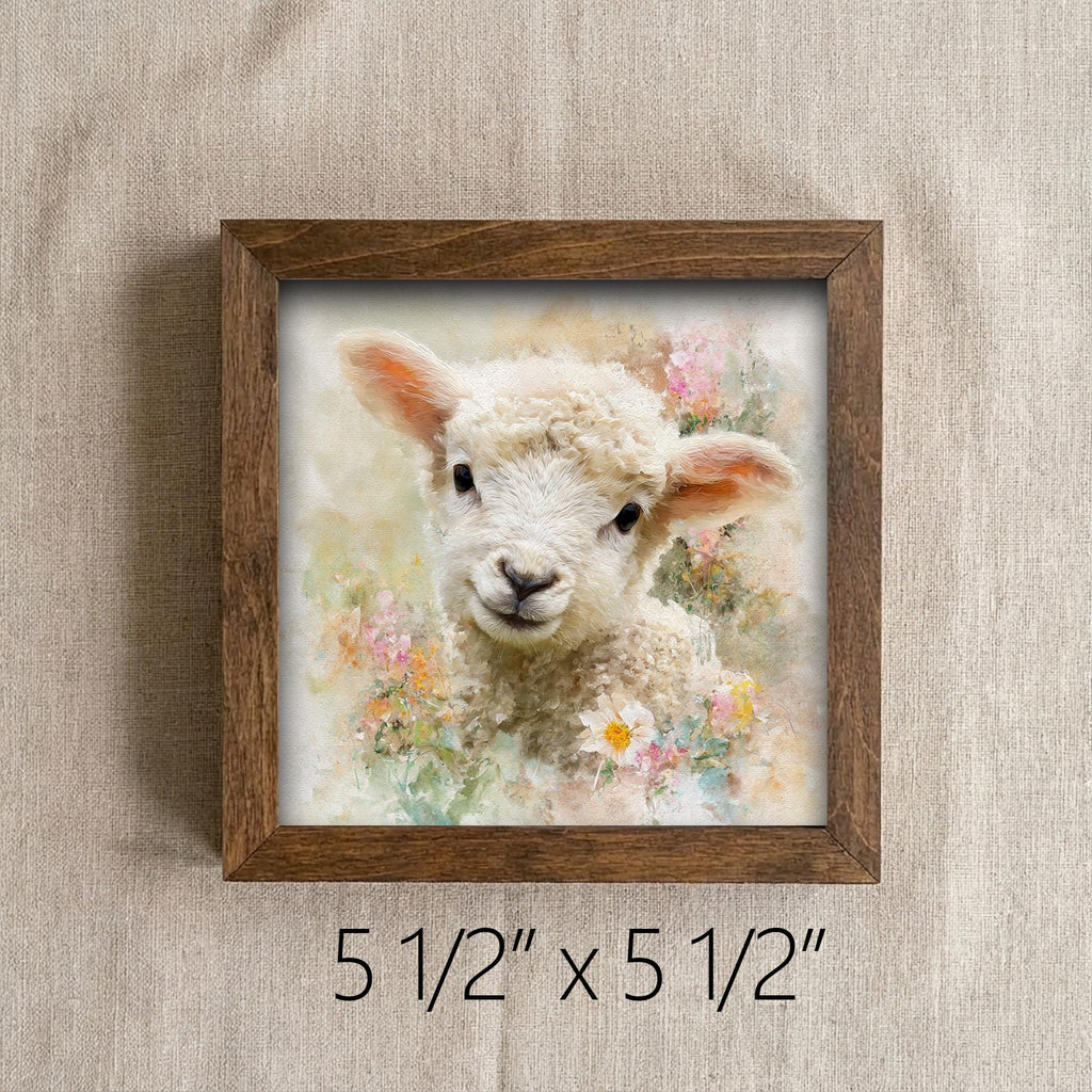 Sweet Baby Lamb Watercolor Print | Spring Nursery Wall Art | Cottagecore Farmhouse Decor | Floral Sheep Gift - TheGrumpyRooster