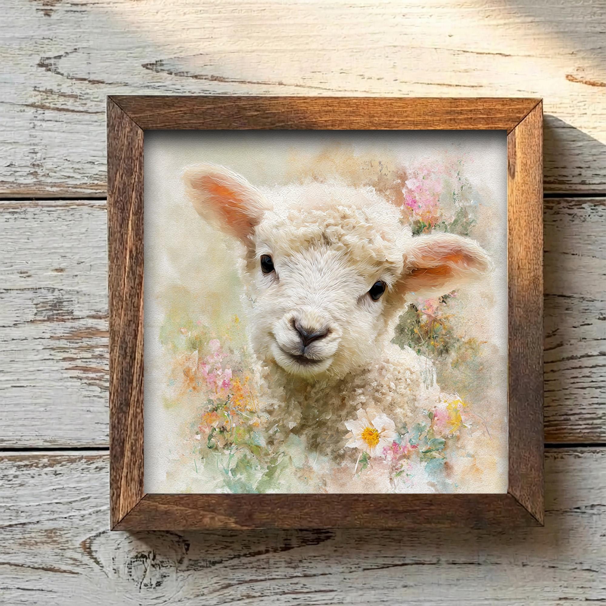 Sweet Baby Lamb Watercolor Print | Spring Nursery Wall Art | Cottagecore Farmhouse Decor | Floral Sheep Gift - TheGrumpyRooster