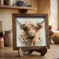 Watercolor Highland Cow Print | Floral Farmhouse Wall Art | Rustic Cottagecore Decor | Cute Cow Lover Gift | Boho Home Decor - TheGrumpyRooster