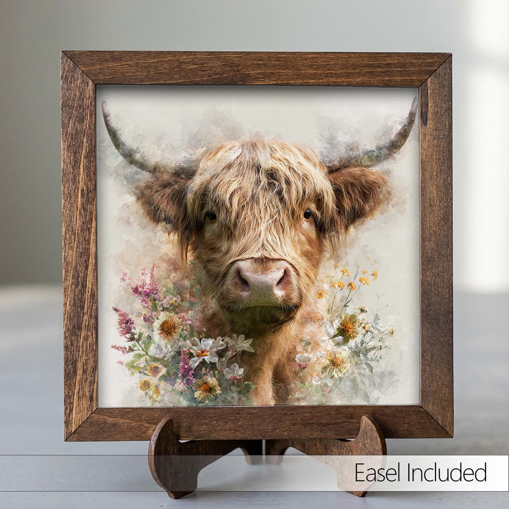 Watercolor Highland Cow Print | Floral Farmhouse Wall Art | Rustic Cottagecore Decor | Cute Cow Lover Gift | Boho Home Decor - TheGrumpyRooster
