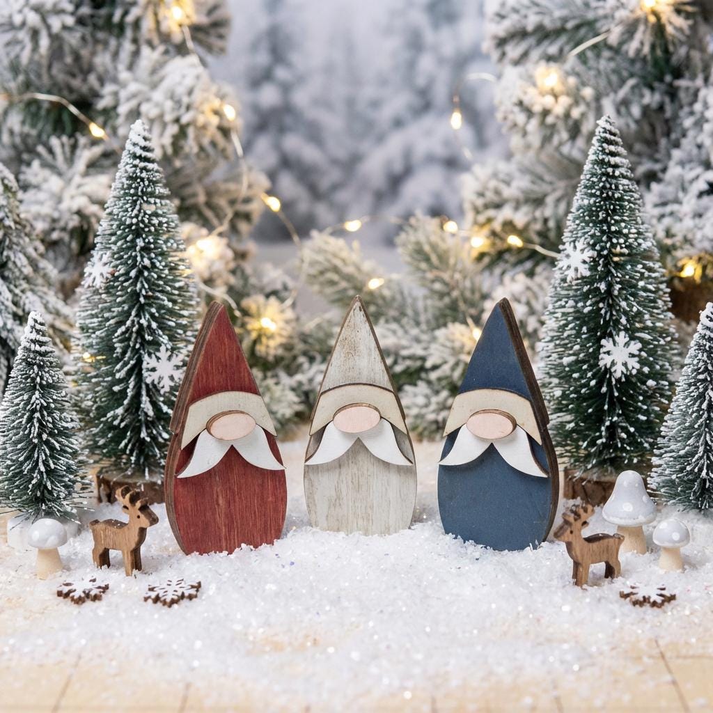 Patriotic Wood Gnome Shelf Sitter Set | Americana Tiered Tray Decor | Red White Blue Mini Decor | 4th of July Gift - TheGrumpyRooster