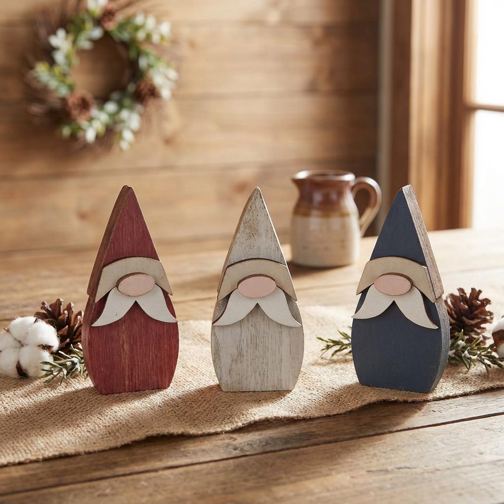 Patriotic Wood Gnome Shelf Sitter Set | Americana Tiered Tray Decor | Red White Blue Mini Decor | 4th of July Gift - TheGrumpyRooster
