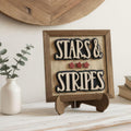 Stars and Stripes Wood Sign | Patriotic Farmhouse Decor | Tiered Tray Shelf Sitter | 4th of July Americana Gift - TheGrumpyRooster