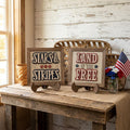 Patriotic Wood Signs | Stars Stripes, Land Free | Farmhouse 4th July Decor - TheGrumpyRooster