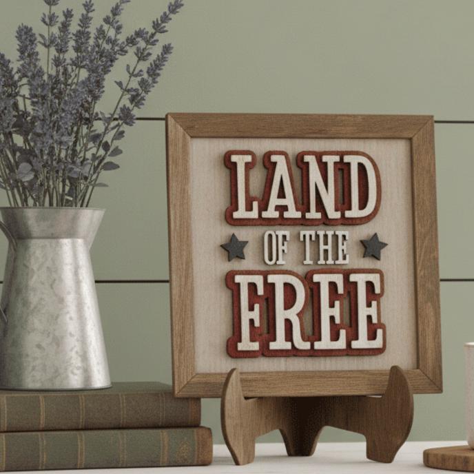 Patriotic Wood Signs | Stars Stripes, Land Free | Farmhouse 4th July Decor - TheGrumpyRooster