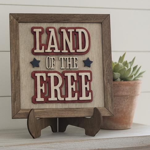 Patriotic Wood Signs | Stars Stripes, Land Free | Farmhouse 4th July Decor - TheGrumpyRooster